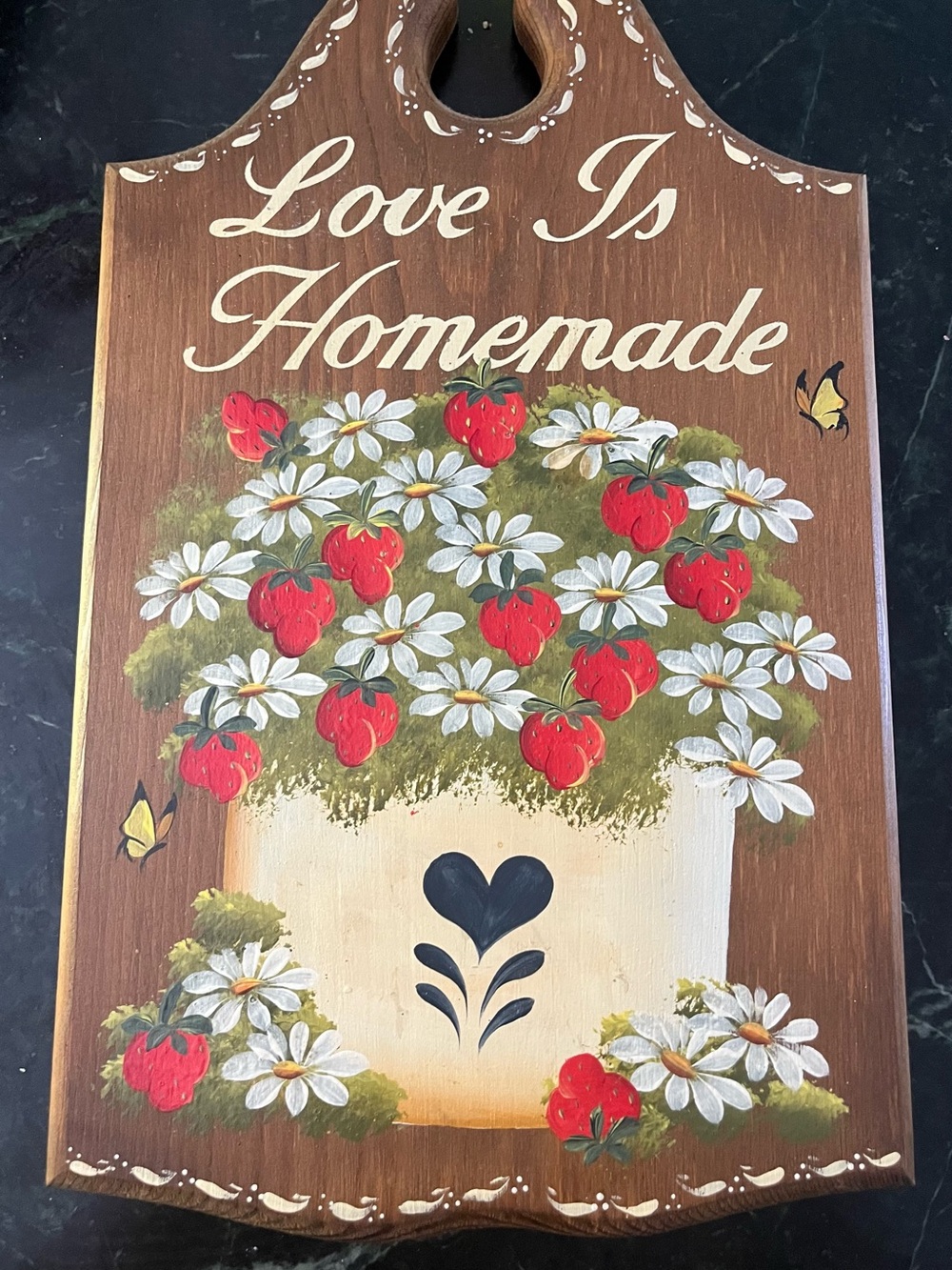 Handmade Love Is Homemade Wall Plaque cottahecore strawberry farmhouse